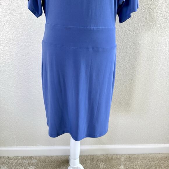 Last Tango Dress Dusty Blue Size Medium Knee Length Career Bodycon Open Sleeves - Picture 4 of 14